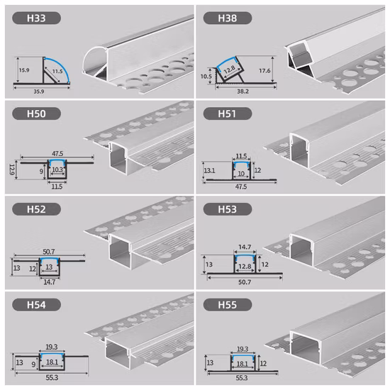 Perfil de faixa de LED para iluminação linear de barra de LED de alumínio