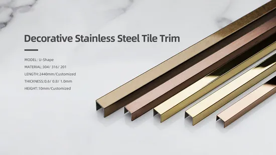 Decorative Stainless Steel U/L Shape Profile 304/316 Rose Gold Mirror Profile