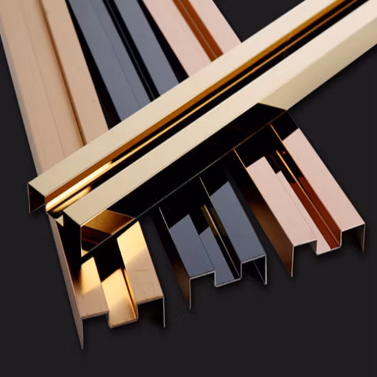 Perfil de aço inoxidável decorativo em forma de U/L 304/316 perfil de espelho de ouro rosa